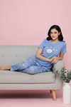 Zivame Farm Lore Knit Cotton Pyjama Set - Chambray Blue — thumbnail 4